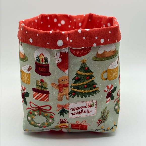 Handmade Christmas Fabric Basket Gingerbread Basket - Picture 2 of 3